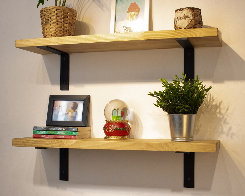 Floating Shelves with Metal Brackets - Madrid