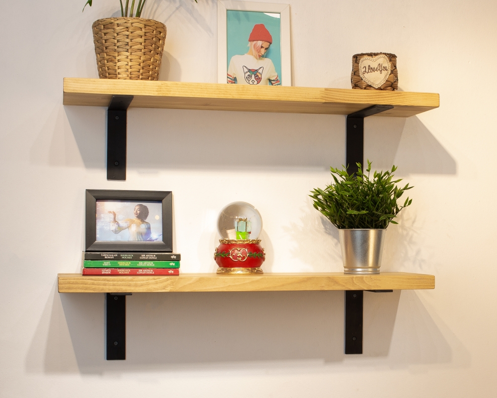Floating Shelves with Metal Brackets - Madrid