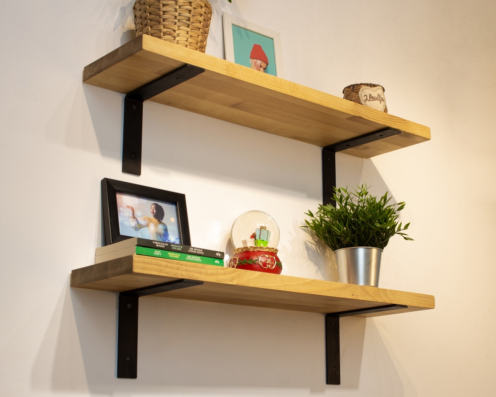 Floating Shelves with Metal Brackets - Madrid