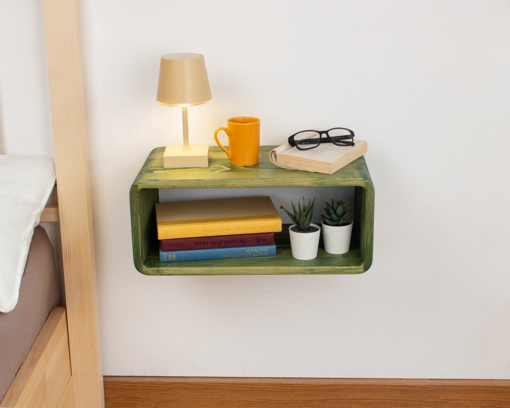 Curved Wooden Floating Nightstand, Handmade Bedside Table - Haarlem