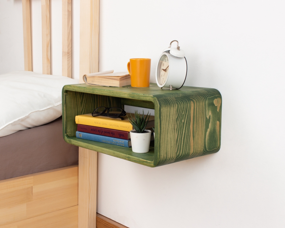 Curved Wooden Floating Nightstand, Handmade Bedside Table - Haarlem