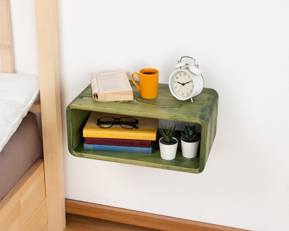 Curved Wooden Floating Nightstand, Handmade Bedside Table - Haarlem