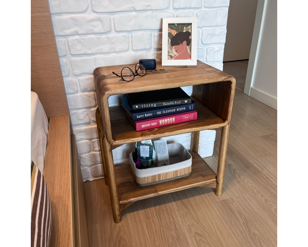 Curved Edge Wooden Nightstand with Legs- Cape Town