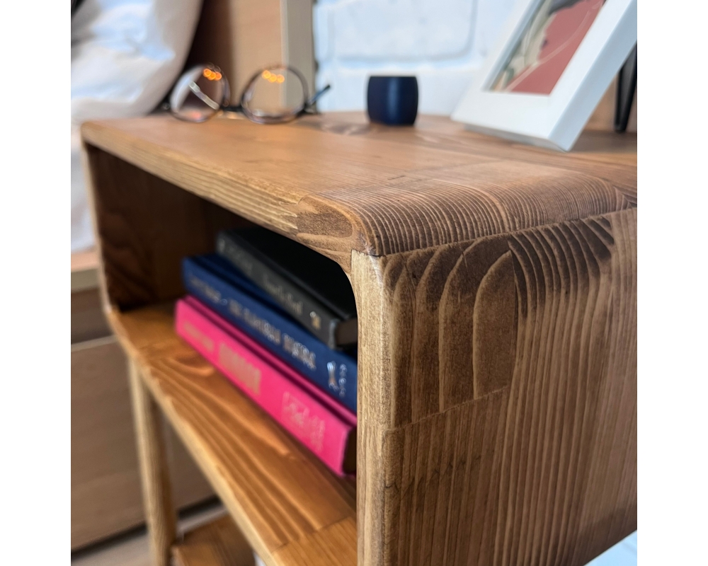 Curved Edge Wooden Nightstand with Legs- Cape Town