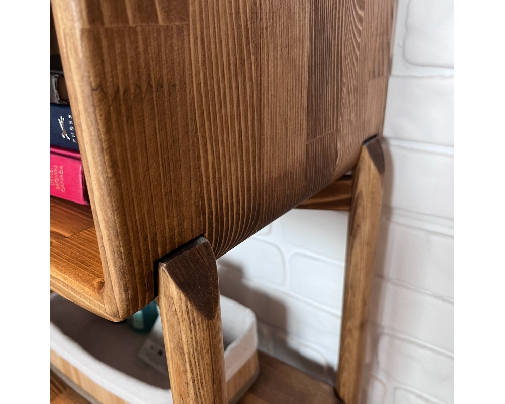 Curved Edge Wooden Nightstand with Legs- Cape Town