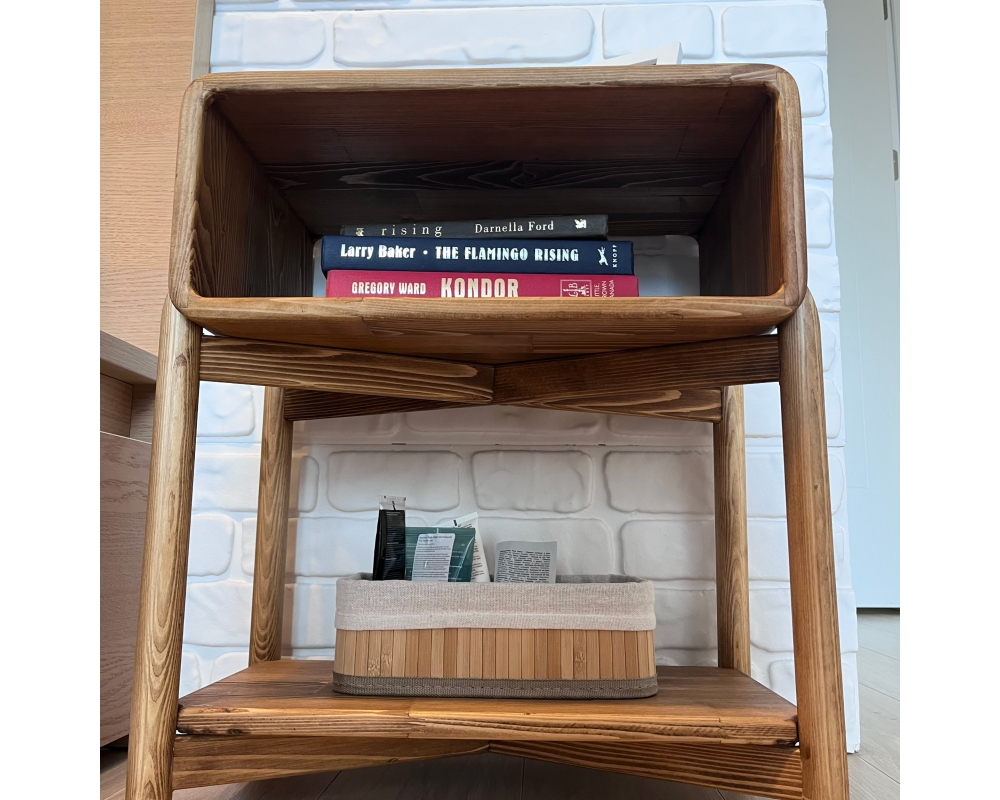 Curved Edge Wooden Nightstand with Legs- Cape Town