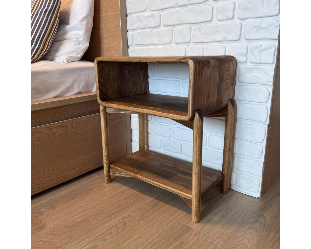 Curved Edge Wooden Nightstand with Legs- Cape Town