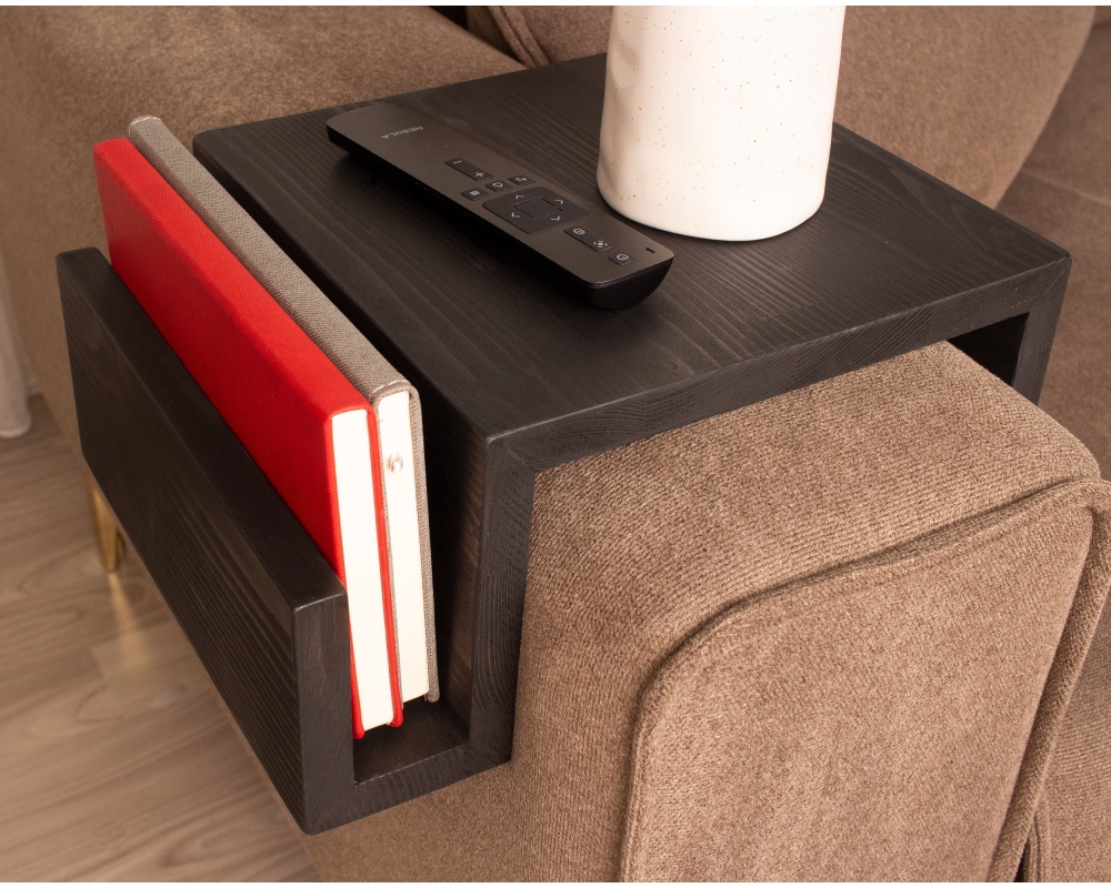 Functional Wood Armrest Table - Black